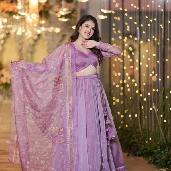 Inara purple organza lehenga set
