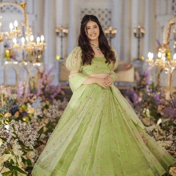 Azael green ORGANZA LEHENGA SET