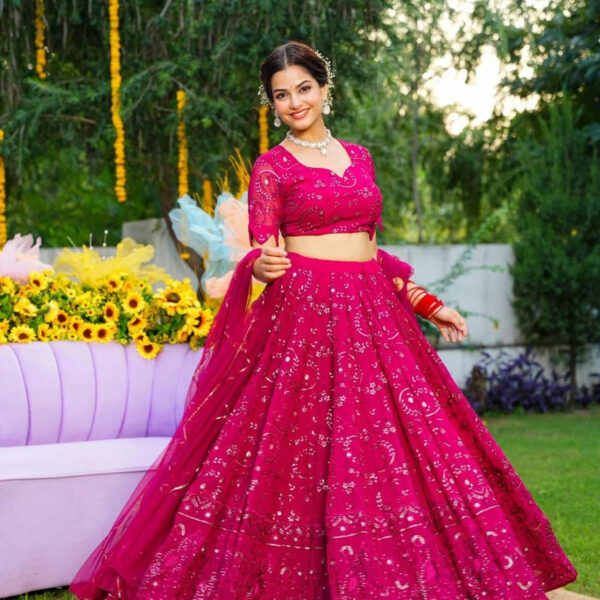 Berry Blush Georgette Lehenga Choli Set