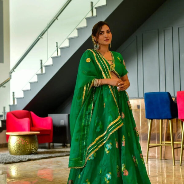 Aisha green organza lehenga choli set